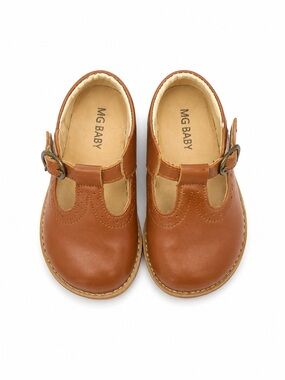 MG Baby Girls' T-Strap Mary Jane Dress Shoes in Cognac EUC